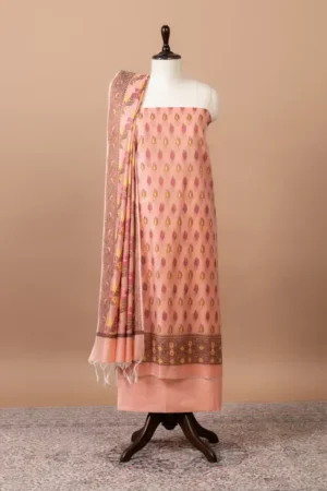 Vasanti Woven Chanderi Suit with Woven Chanderi duppatta & plain bottom - Peach