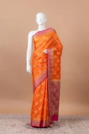 Neelkamal Banarasi Chanderi Silk with leaf butti - Orange
