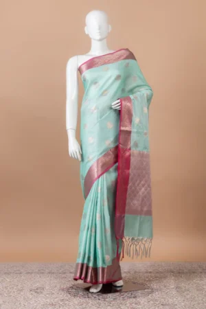 Kumud Banarasi Tissue Silk - blue