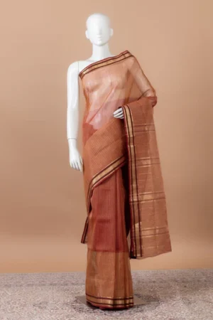 Kanak Maheswari with borders - brown