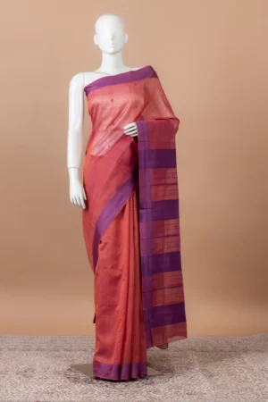 Vasanti Maheswari with purple thread border - Orange