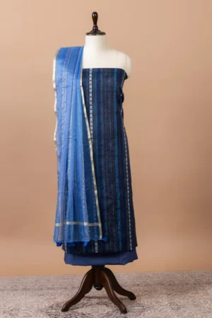 Tarang Printed Chanderi Suit with woven chanderi duppatta & plain bottom – Royal Blue