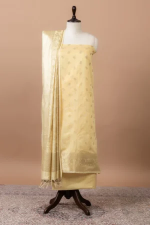 Gulbahar Woven Chanderi Suit with Woven Chanderi duppatta & plain bottom - yellow
